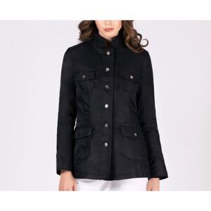 Jane Post $595 Black Lightweight Nylon Utility Rain Jacket XL NWT